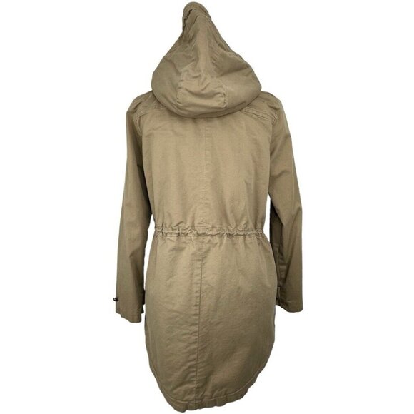Calvin Klein Women’s Tan Hooded Sherpa Mid-Length Coastal Parka Coat S/C41 - Picture 5 of 16